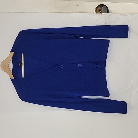 Halogen Royal Blue Merino Wool Mix Cropped Cardigan size L - Picture 1 of 7